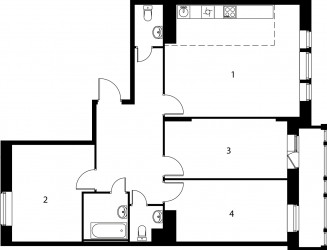 Четырёхкомнатная квартира (Евро) 84.3 м²