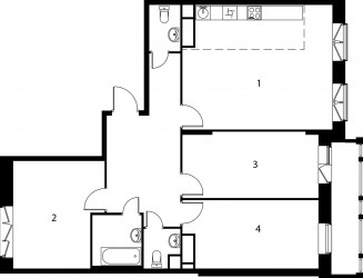 Четырёхкомнатная квартира (Евро) 84.3 м²